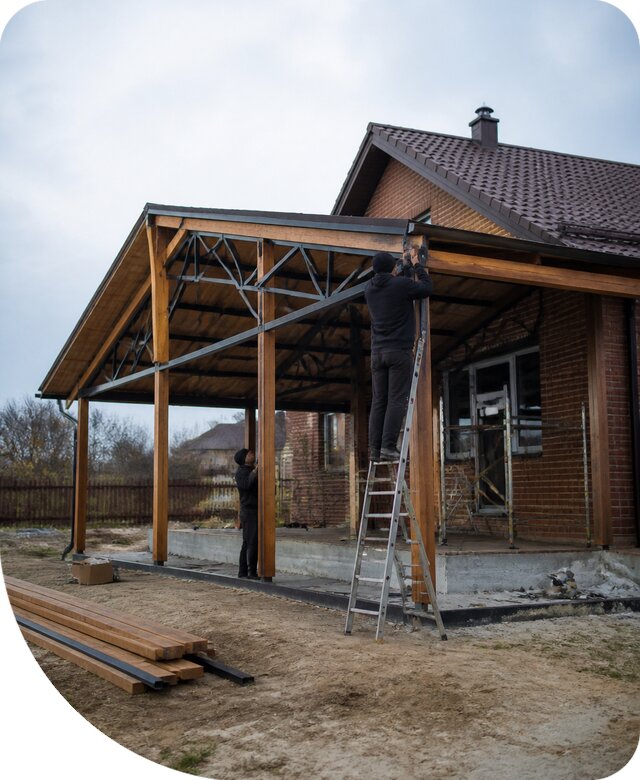 Пристройка навеса к дому и участку в Орехове-Зуеве под ключ